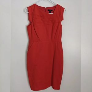 J Crew Coral Fitted Business Work Dress Pleated 4P